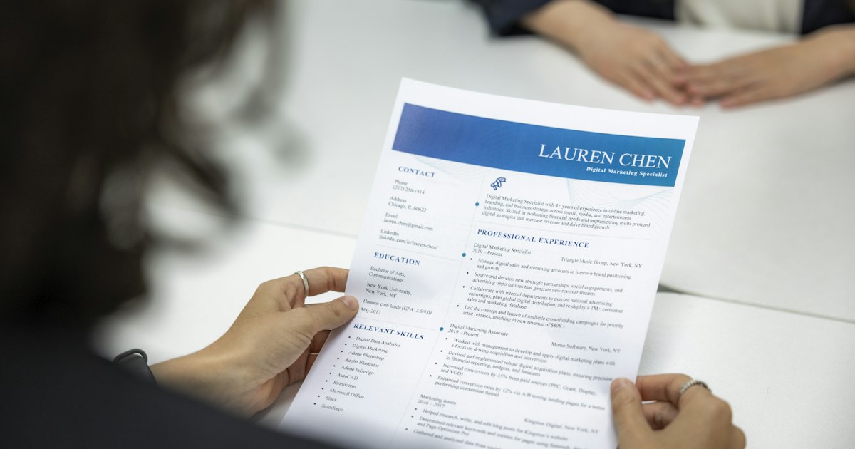 Candidate discussing their CV in a job interview