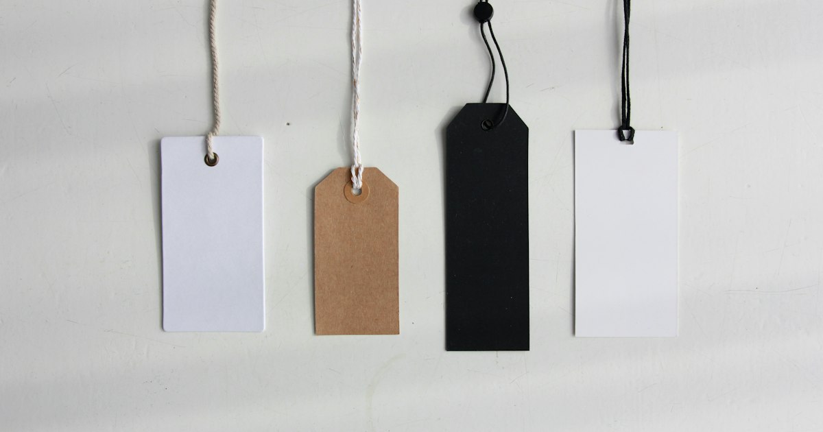 Price tags on products in a small shop